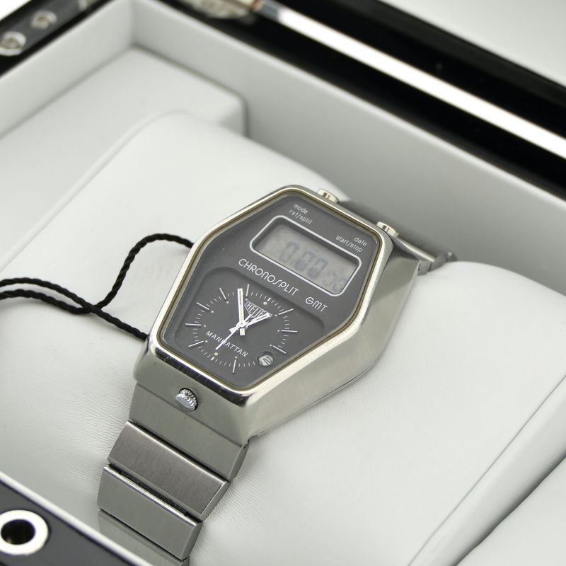 Image 18 of Heuer Manhattan Chronosplit GMT 104.403; Vintage heren horloge