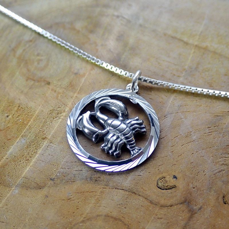 Image 5 of Silver zodiac sign pendant; Cancer