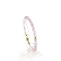 Gold beaded bracelet with rose quartz | 19 cm