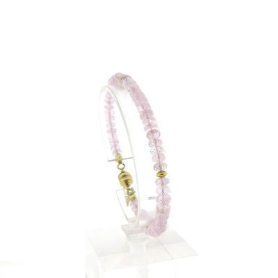 Image 1 of Gold beaded bracelet with rose quartz | 19 cm
