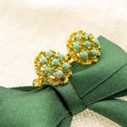 Image 2 of 18 ct. Gold stud earrings with turquoise