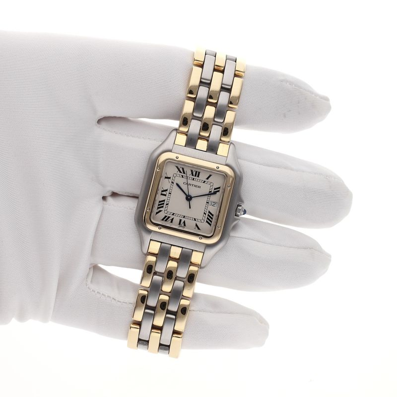 Image 27 of Cartier Panthère '3 Row' Large/Jumbo 183957; 18ct. Gold/steel watch