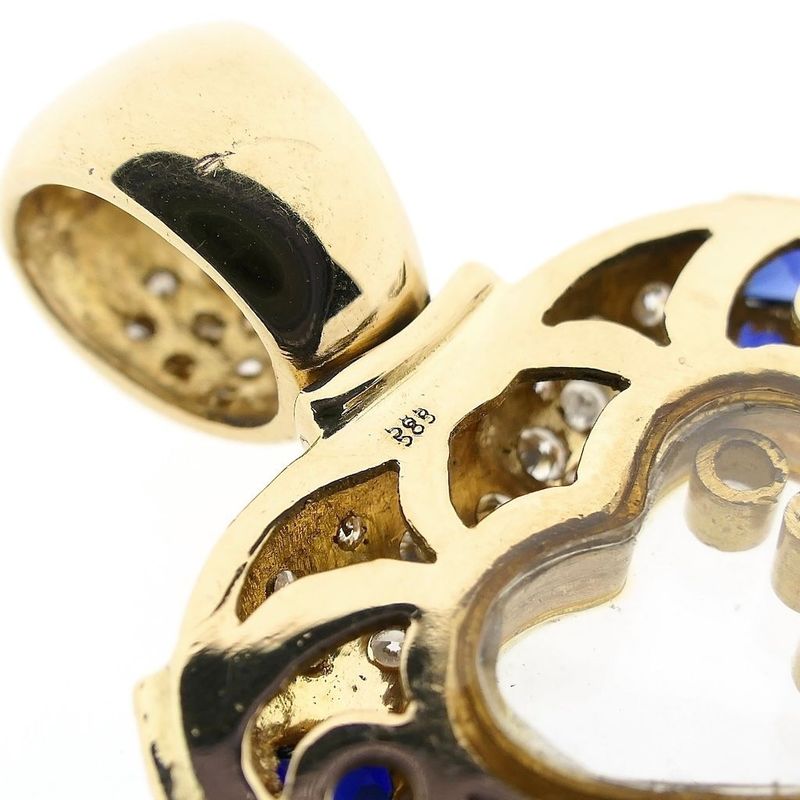 Afbeelding 7 van Gouden hart hanger met saffier en diamanten; 1,50 ct.