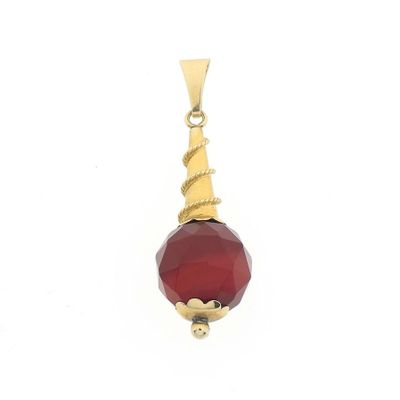 Image 1 of Vintage gold ball pendant with carnelian