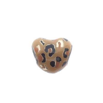 Image 1 of Pandora charm; Silver; Leopard print Heart