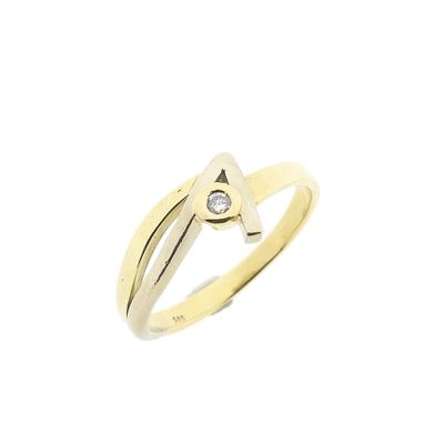 Two-tone gold ring with diamond; 0.02 ct. Image 1 of Two-tone gold ring with diamond; 0.02 ct.