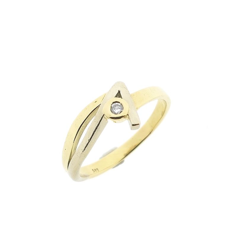 Image 1 of Two-tone gold ring with diamond; 0.02 ct.
