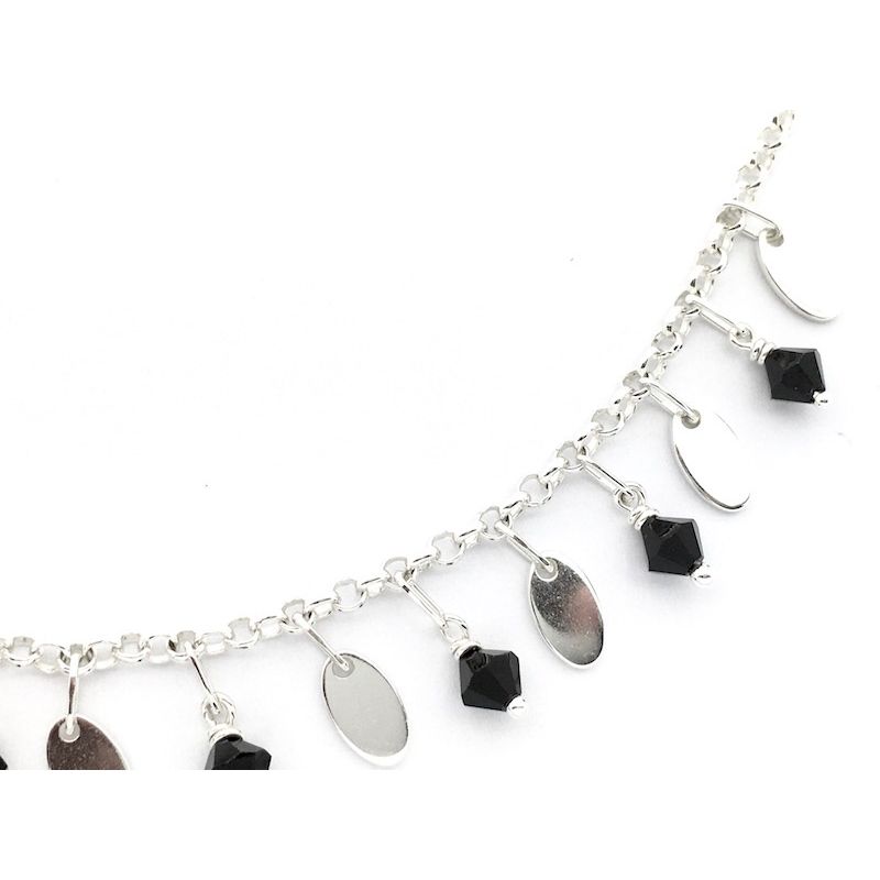 Image 5 of Silver necklace with black jet stones | 42 cm