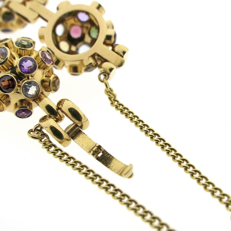 Image 5 of 18K gold Sputnik bracelet with colored stones | 17 cm