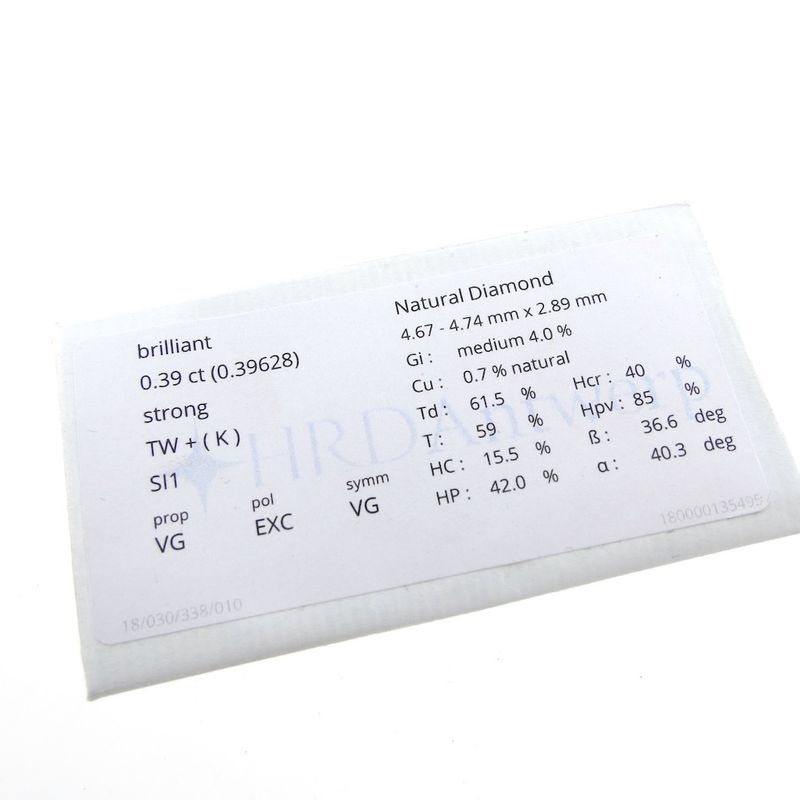 Image 12 of 0.39 ct. Brilliant cut diamond K/SI1 + HRD Certificate - Natural diamond