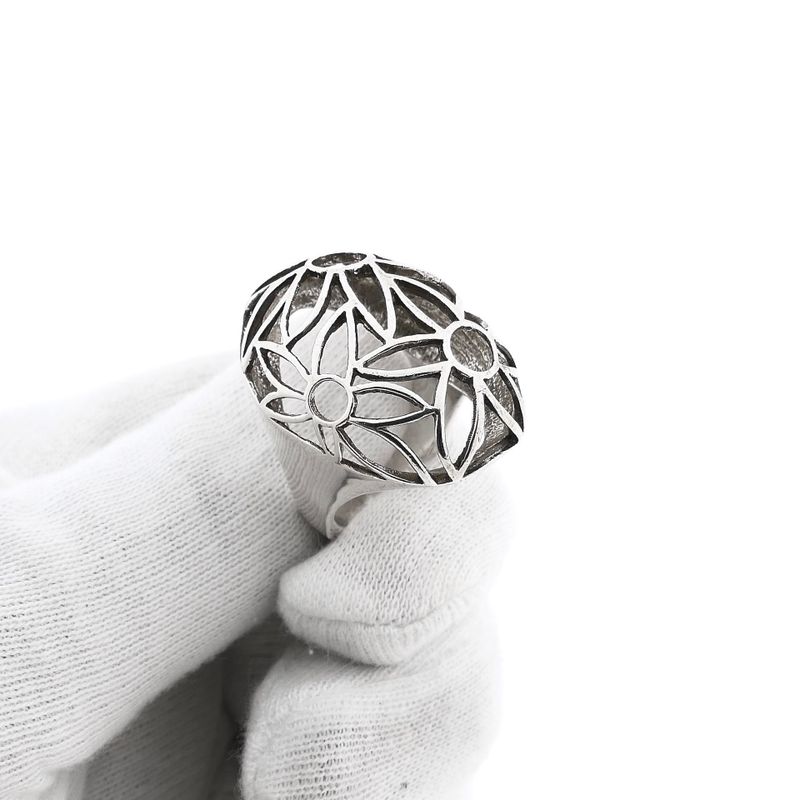 Afbeelding 9 van Zilveren gebolde florale ring 