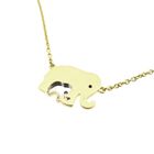 Image 4 of Two-tone gold necklace with fixed pendant and diamonds; 0.03 ct.