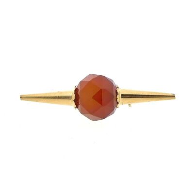 Image 1 of Vintage gold brooch with carnelian