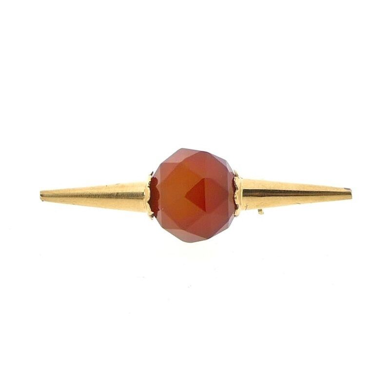 Image 1 of Vintage gold brooch with carnelian