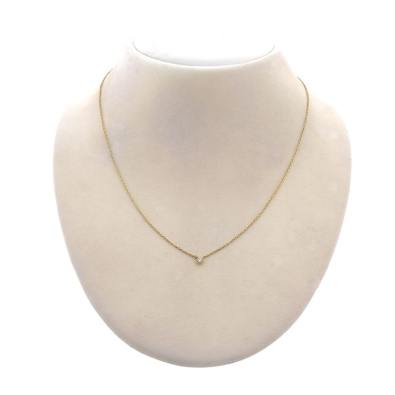 Image 1 of Gold necklace with a fixed diamond pendant; 0.03 ct. | 42 cm