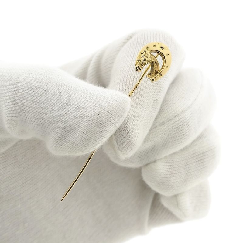 Image 9 of Gold lapel pin, tie pin | Horse and horseshoe