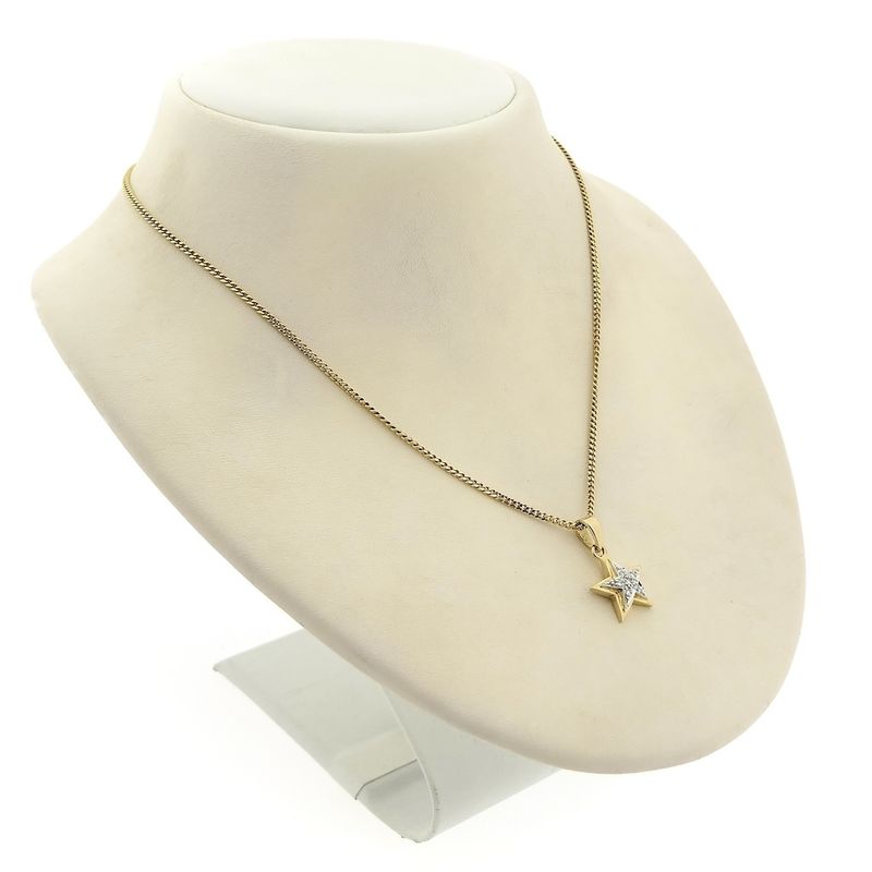Image 4 of Two-tone gold subtle star pendant with diamond | 0.06 ct.