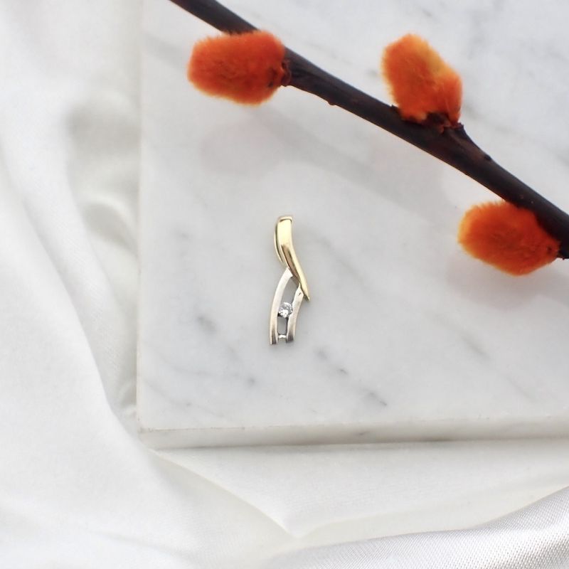 Image 2 of Two-tone fantasy pendant with diamond | 0.03 ct.