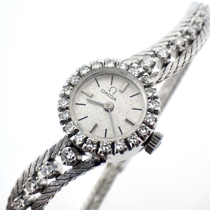 Image 10 of Omega vintage dress watch; 18k white gold women's watch with diamonds