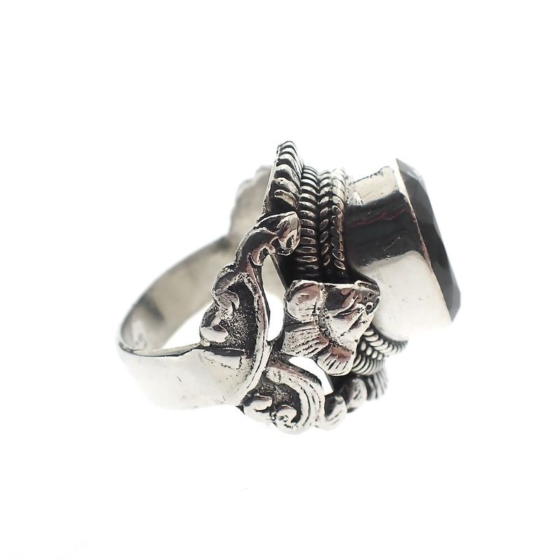 Image 3 of Silver floral fantasy ring with glass
