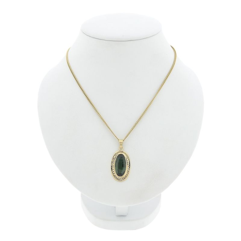 Image 6 of Gold pendant with synthetic green gemstone
