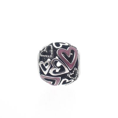 Image 1 of Pandora Moment charm; Silver; Pink Hearts