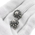 Image 7 of Silver clip-on earrings with a Zeeland button | Antique