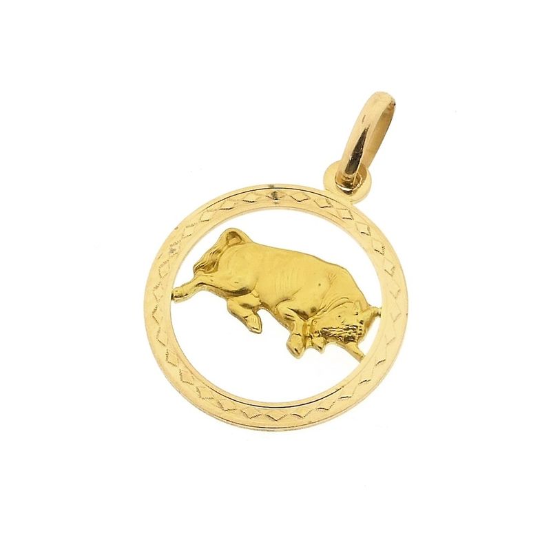 Image 7 of 18 carat gold zodiac sign pendant; Taurus