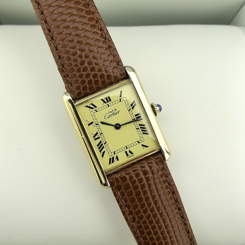 Image 15 of Cartier Tank Vermeil 'Large'; Vintage mechanical watch