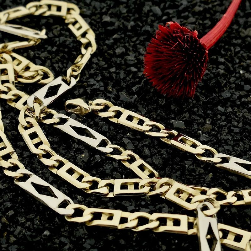 Image 2 of Two-tone gold men's necklace with diamonds.