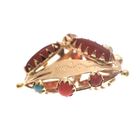 Image 3 of Golden oriental pendant with turquoise and jasper