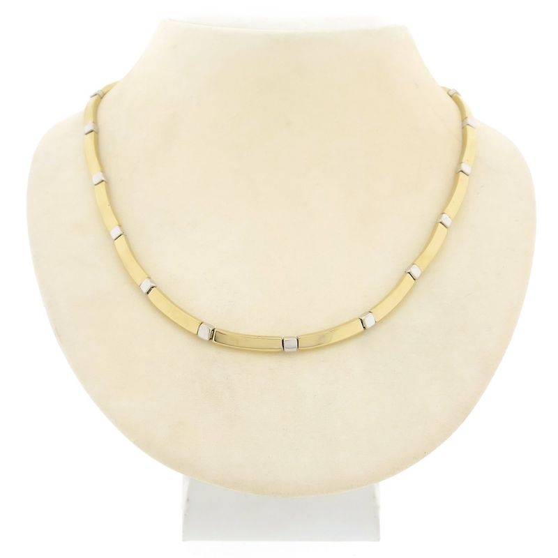 Image 1 of Two-tone gold bar link necklace | 42.5 cm