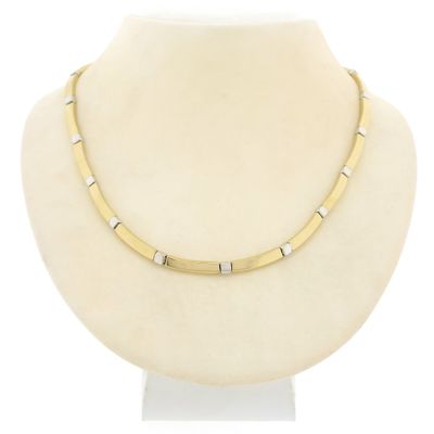 Two-tone gold bar link necklace | 42.5 cm Image 1 of Two-tone gold bar link necklace | 42.5 cm