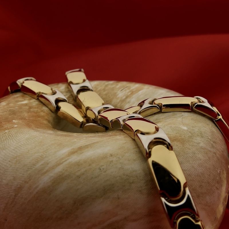 Image 2 of Two-tone gold fantasy link necklace