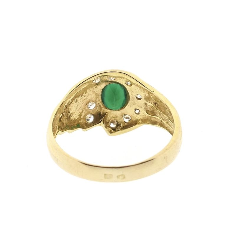 Image 4 of 19.2 carat gold ring with emerald and zirconia.