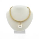 Image 1 of Gold mesh link necklace with pearl pendant