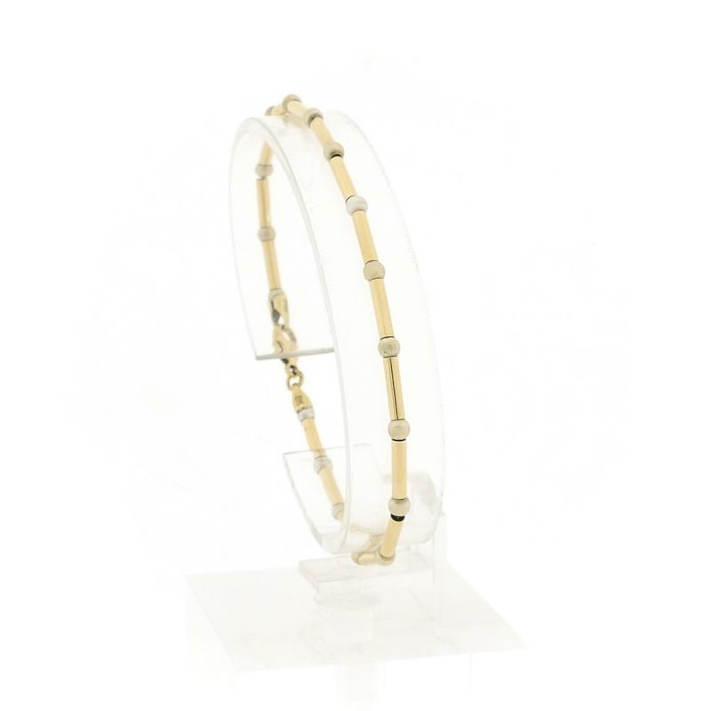 Image 1 of Two-tone gold bar link bracelet | 19 cm