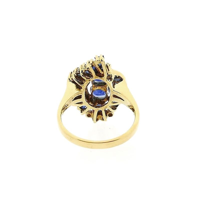 Image 4 of Gold ring with sapphires and diamonds; 0.10 ct.