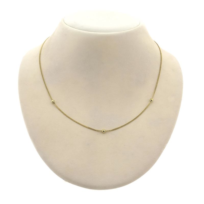 Image 1 of Gold link chain with beads | 40.5 cm