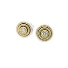 Image 6 of Bicolor gold stud earrings with diamond; 0.28 ct.