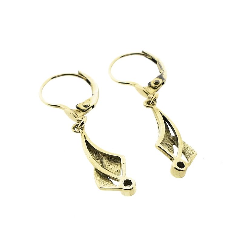 Image 9 of Gold long earrings with diamond | 0.06 ct.