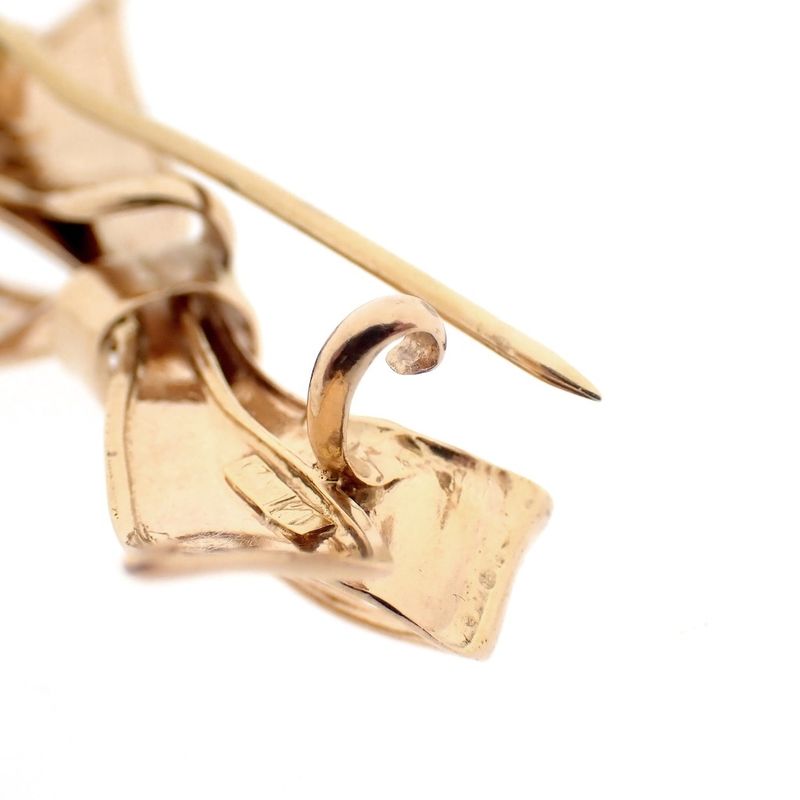 Image 7 of Rose gold bow brooch with safety cord