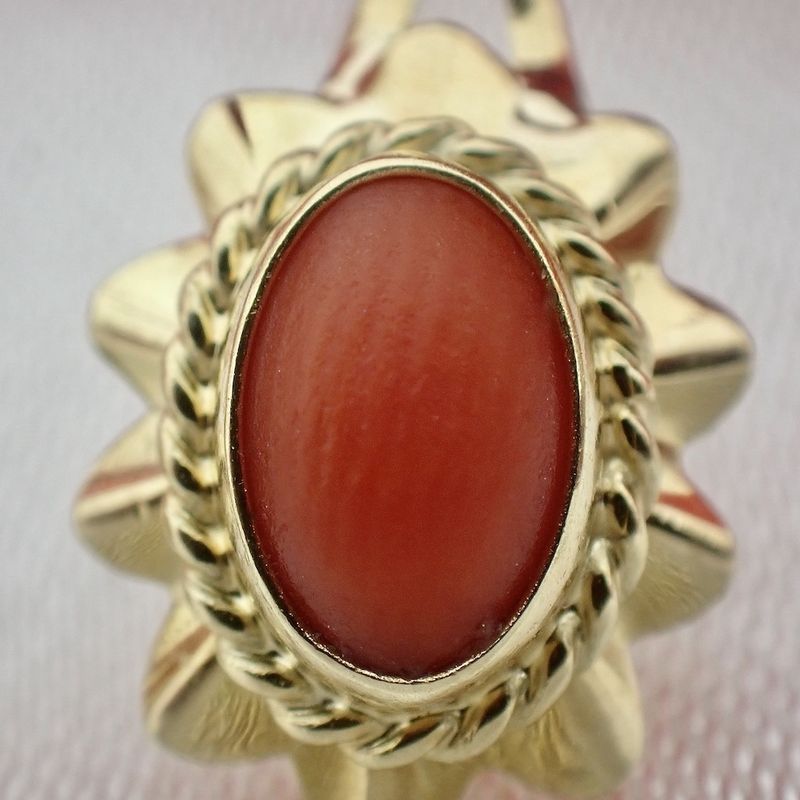 Image 8 of Vintage gold earrings with blood coral