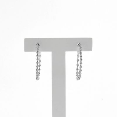 Image 1 of White gold earrings with zirconia; Ø 27.5 mm