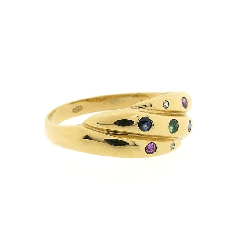 Image 5 of Gold ring with a mix of gemstones | diamond 0.01 ct.