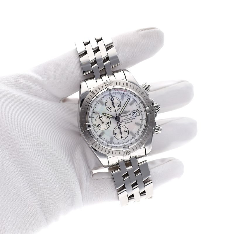 Image 3 of Breitling Chronomat Evolution 'Mother of Pearl' A13356; Chronograph men's watch