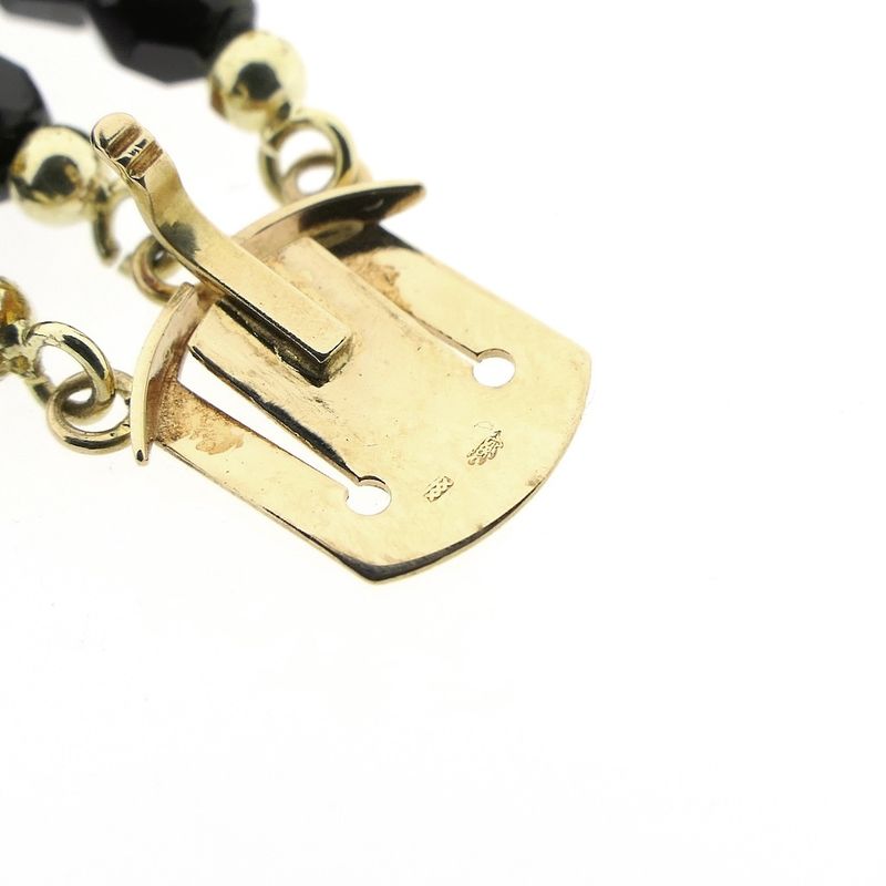 Image 4 of Glass bead bracelet with gold clasp; Antique | 19.5 cm