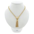 Image 1 of Gold twisted link chain with tassels and zirconia