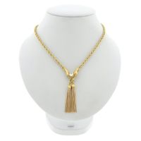Gold twisted link chain with tassels and zirconia