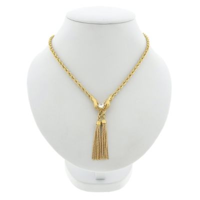 Gold twisted link chain with tassels and zirconia Image 1 of Gold twisted link chain with tassels and zirconia
